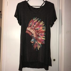 Leopard Big Chief hi-low T-shirt